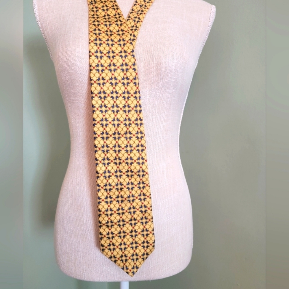Bert Pulitzer Yellow Neck Tie Made in USA All Silk Men's Gift